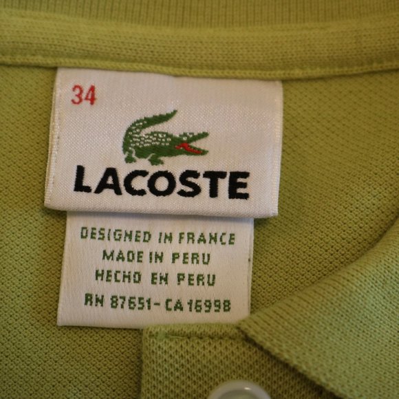 Sz 2 34 XS NWOT green women's LACOSTE  Polo Top - Picture 2 of 8